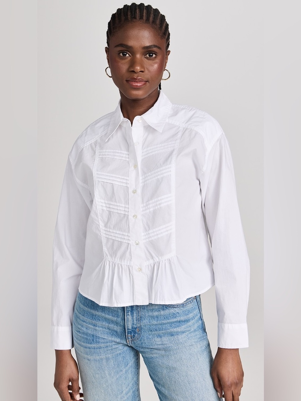 Xirena Kaspar White Cotton Coquette Prairie Cottagecore Button Up Shirt EUC Sz S